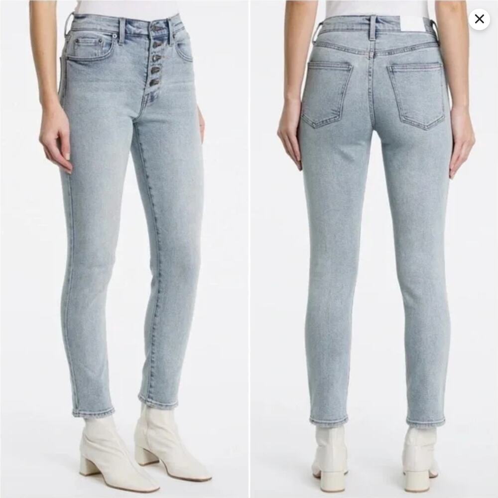 Pistola Cara Skinny Jeans Womens 29 High Rise Vintage Light Wash 28" Button Fly